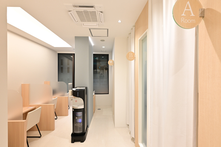 むさしの内視鏡・胃腸内科クリニック 武蔵野市 内視鏡検査前の準備スペースには個室を用意