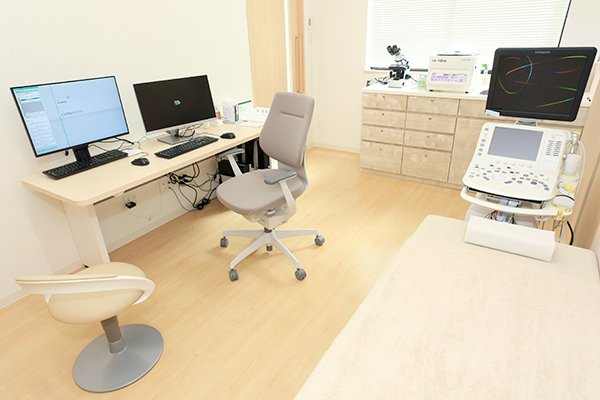 たけるクリニック 豊橋市 清潔な診察室とエコーもあるため精密な検査も行える