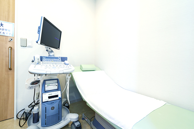 みどりレディースクリニック横浜 横浜市神奈川区 診察室、移動をせずに4Dエコーでの妊婦健診を受けられる