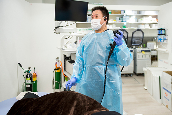 ひろしま内視鏡内科クリニック ズボンタイプの検査着に着替えたら検査開始