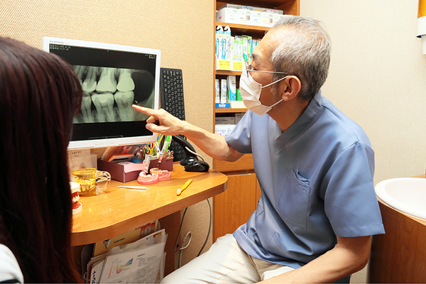 三島歯科 咬翼法というエックス線の撮影方法で虫歯や歯槽骨の状態を確認