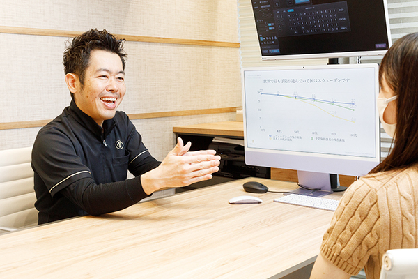 天満コンセプトP歯科 時間をかけてヒアリングや治療内容の説明をし、治療に取り組む