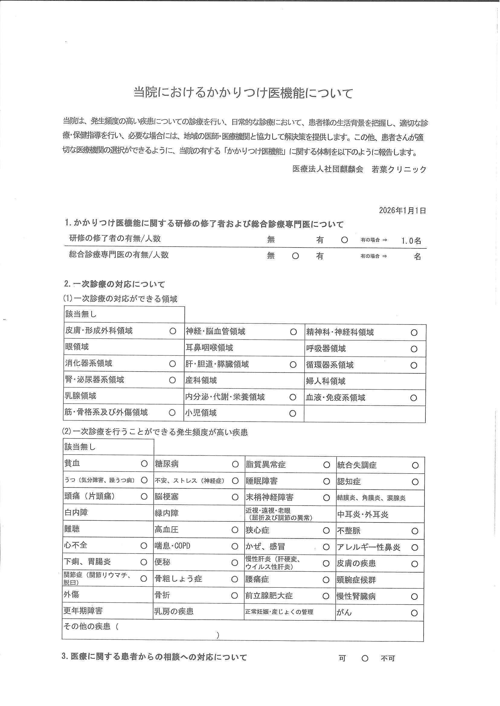 若葉クリニック お知らせ１
