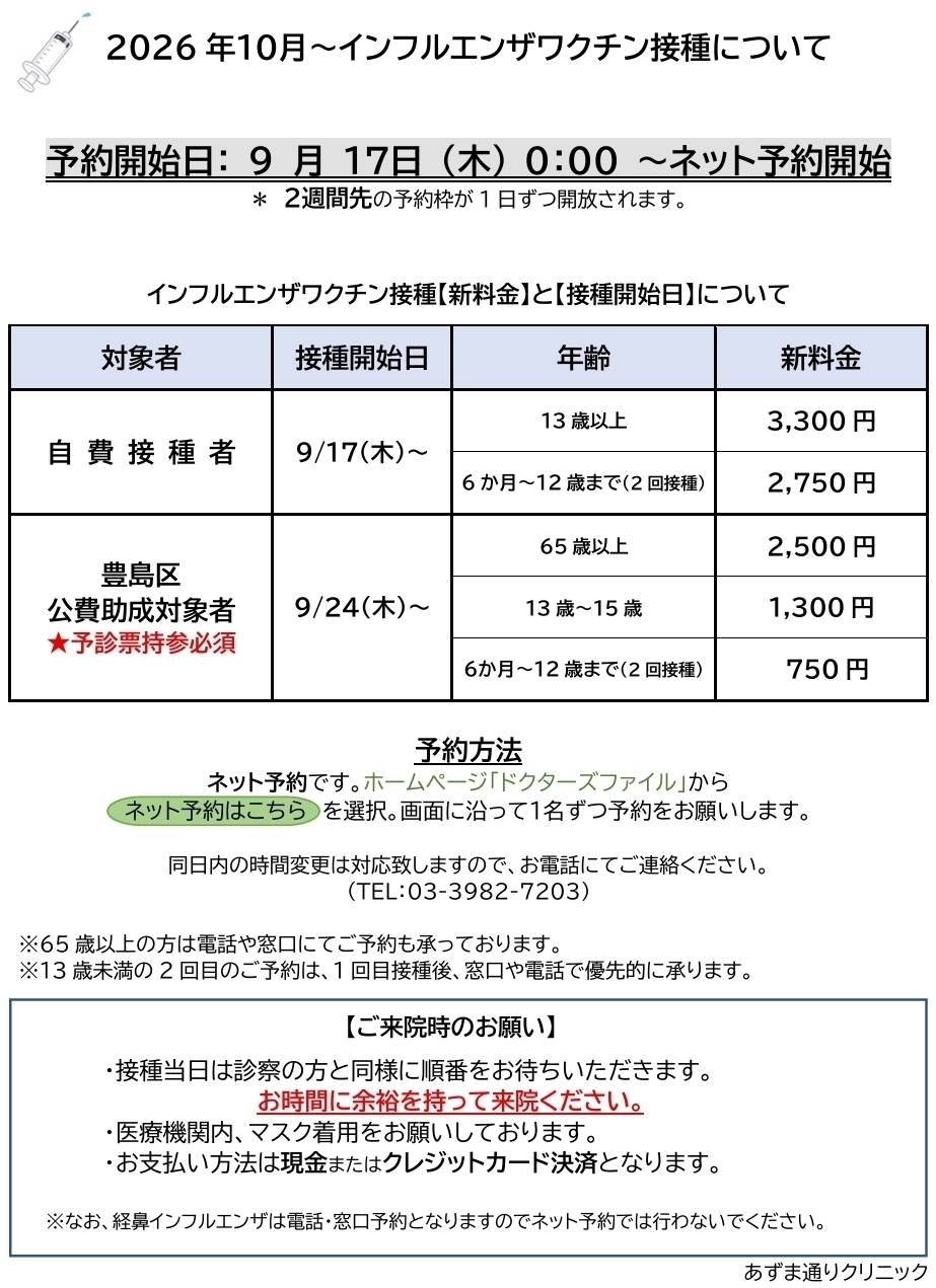 あずま通りクリニック お知らせ