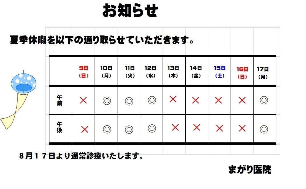 まがり医院 お知らせ1