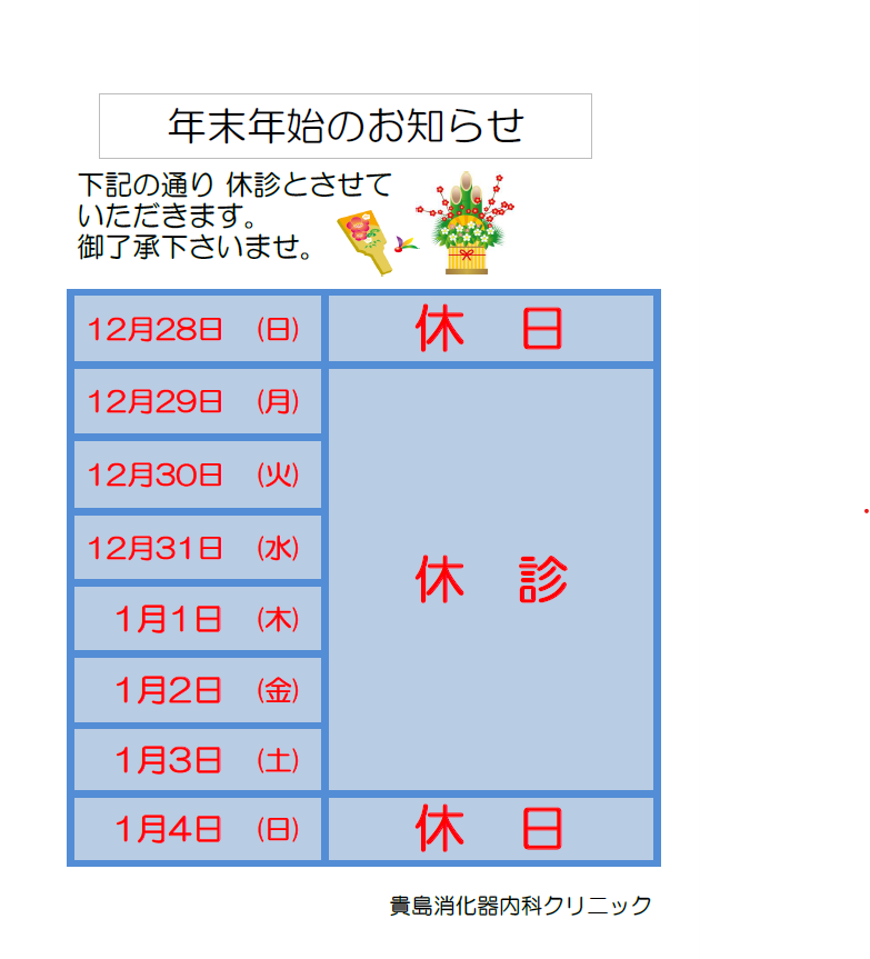 貴島消化器内科クリニック お知らせ１