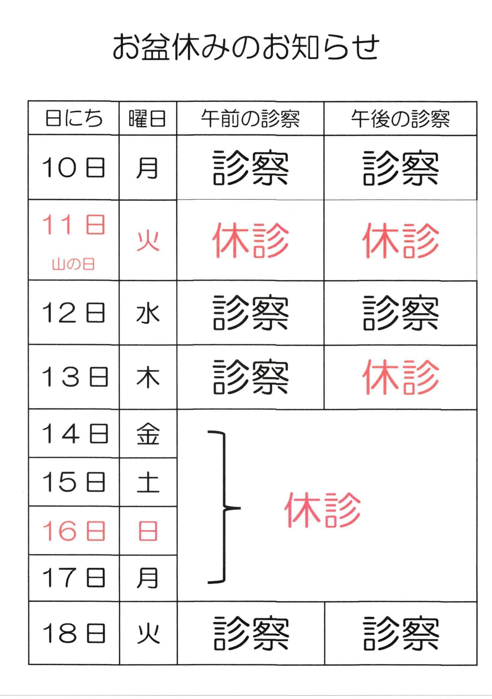 若原整形外科 お知らせ１